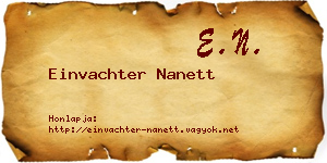 Einvachter Nanett névjegykártya